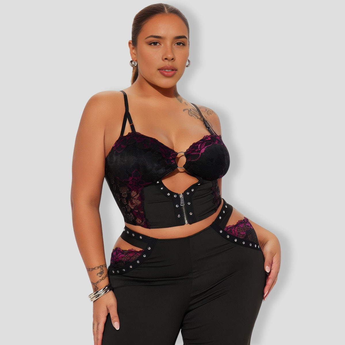 Pin-Up Lace Flare Leg Pant Set