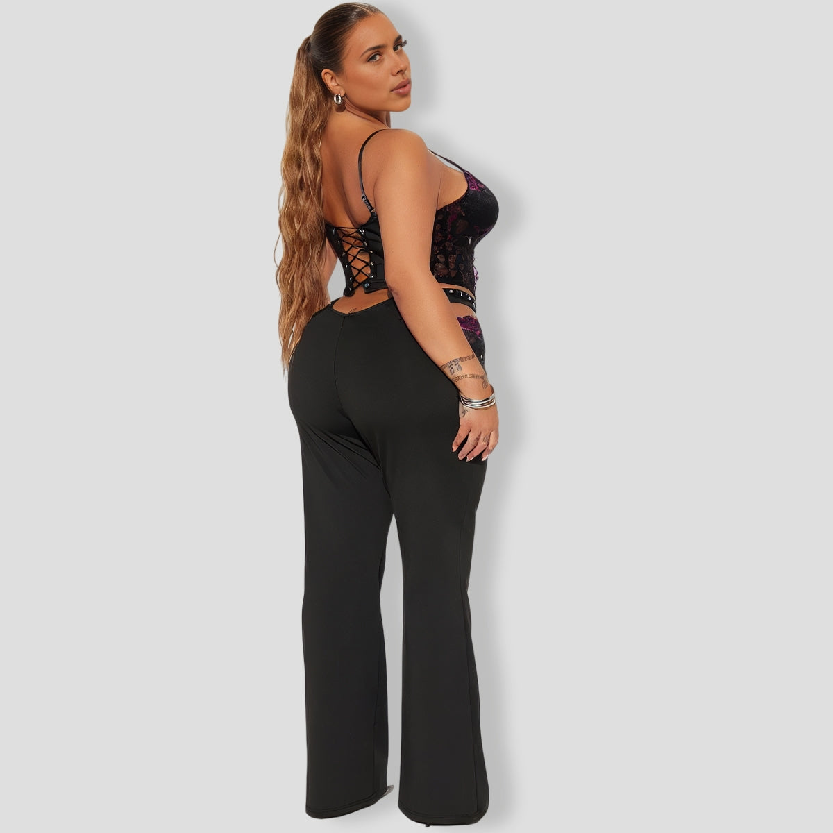 Pin-Up Lace Flare Leg Pant Set