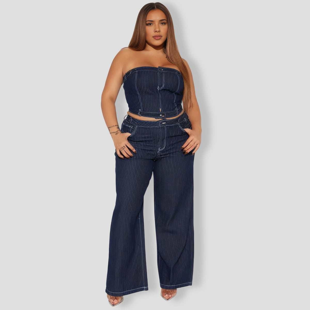 You Close Denim Pant Set - Dark Wash