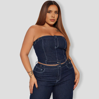 You Close Denim Pant Set - Dark Wash