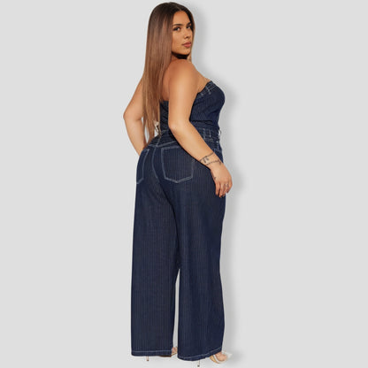 You Close Denim Pant Set - Dark Wash