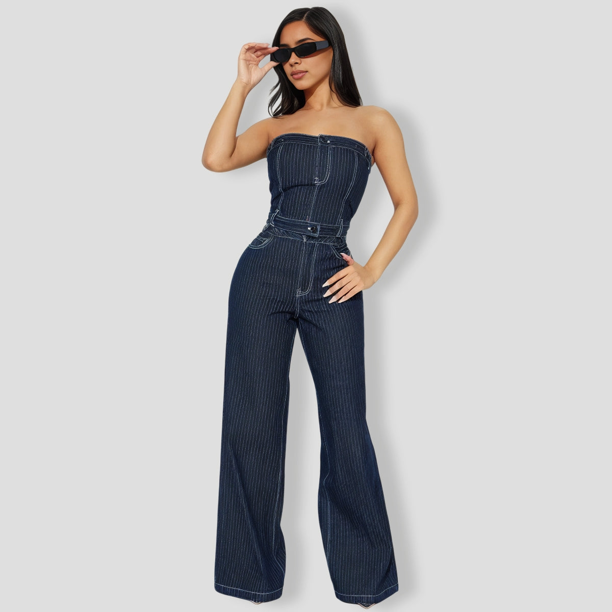 You Close Denim Pant Set - Dark Wash