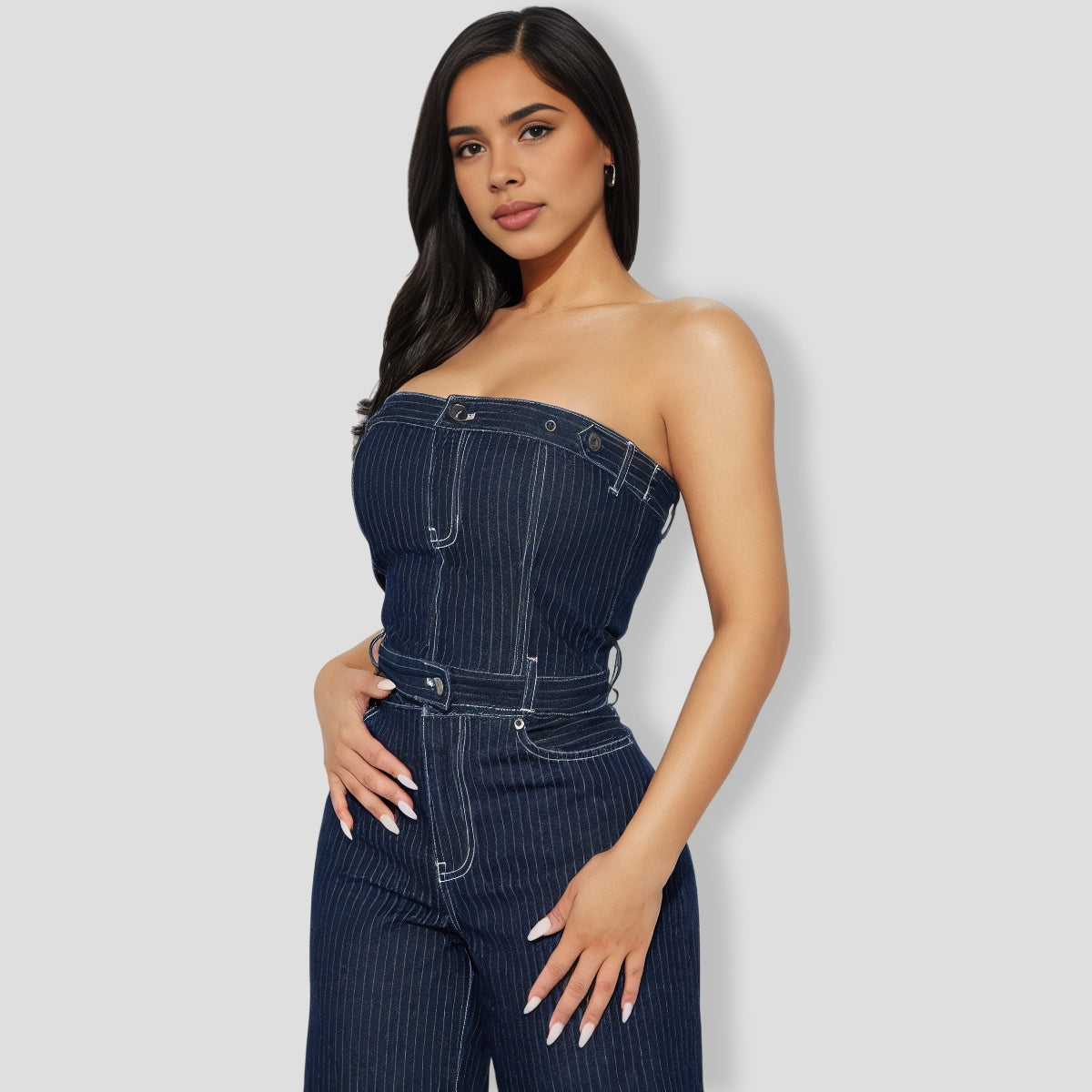 You Close Denim Pant Set - Dark Wash