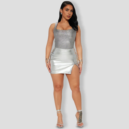 Evee Metallic Bodysuit - Silver