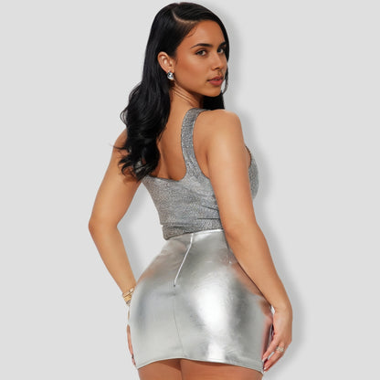 Evee Metallic Bodysuit - Silver