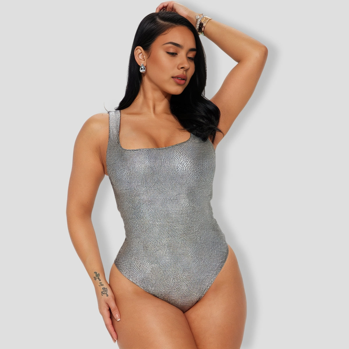 Evee Metallic Bodysuit - Silver