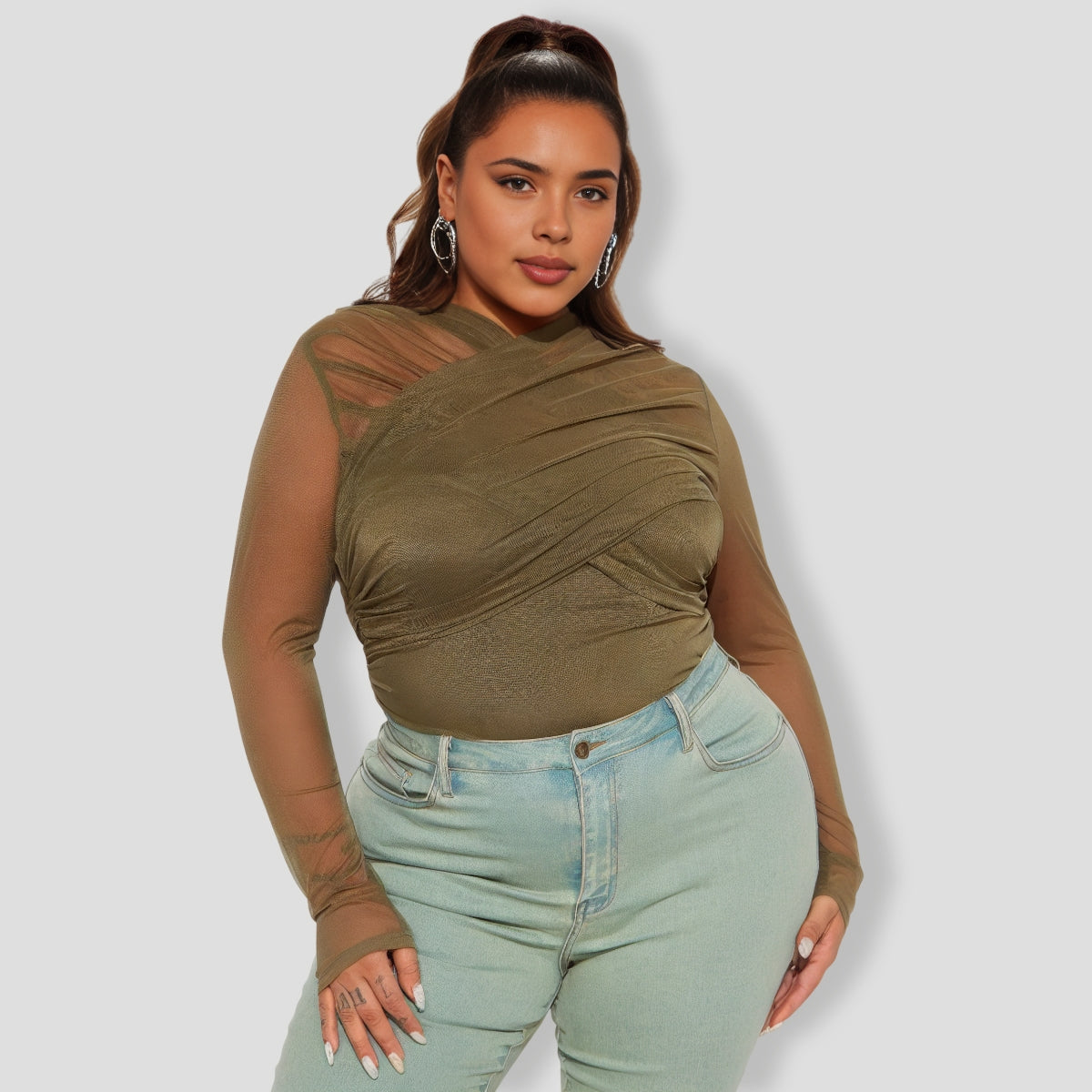 Olive Taste Mesh Top