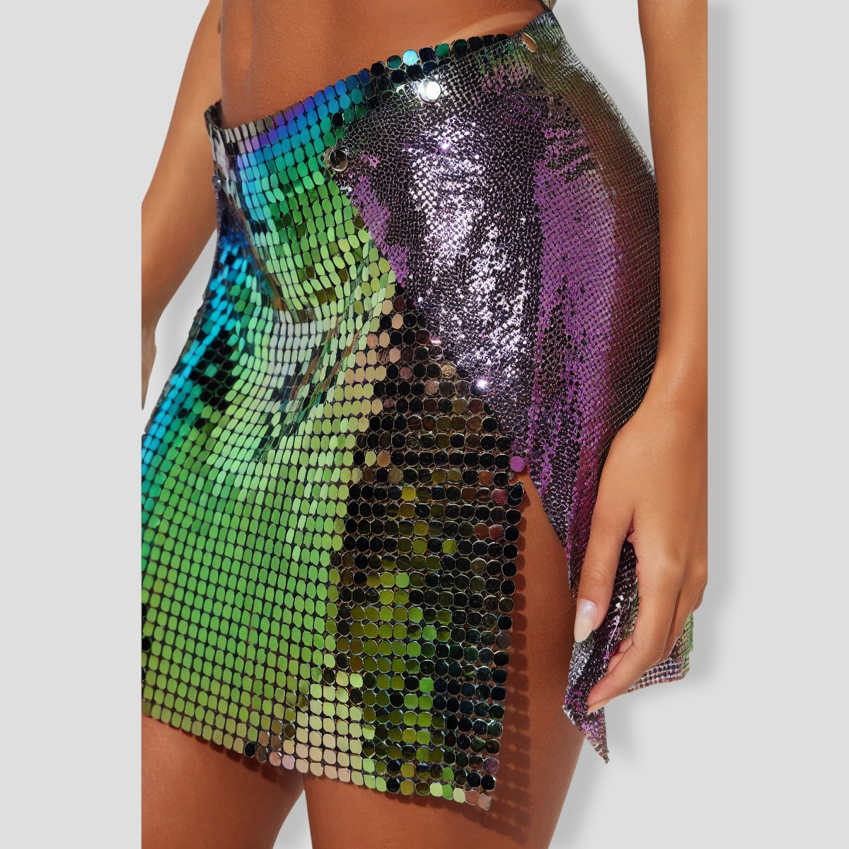 Feeling The Effects Chainmail Skirt Set - Multi Color
