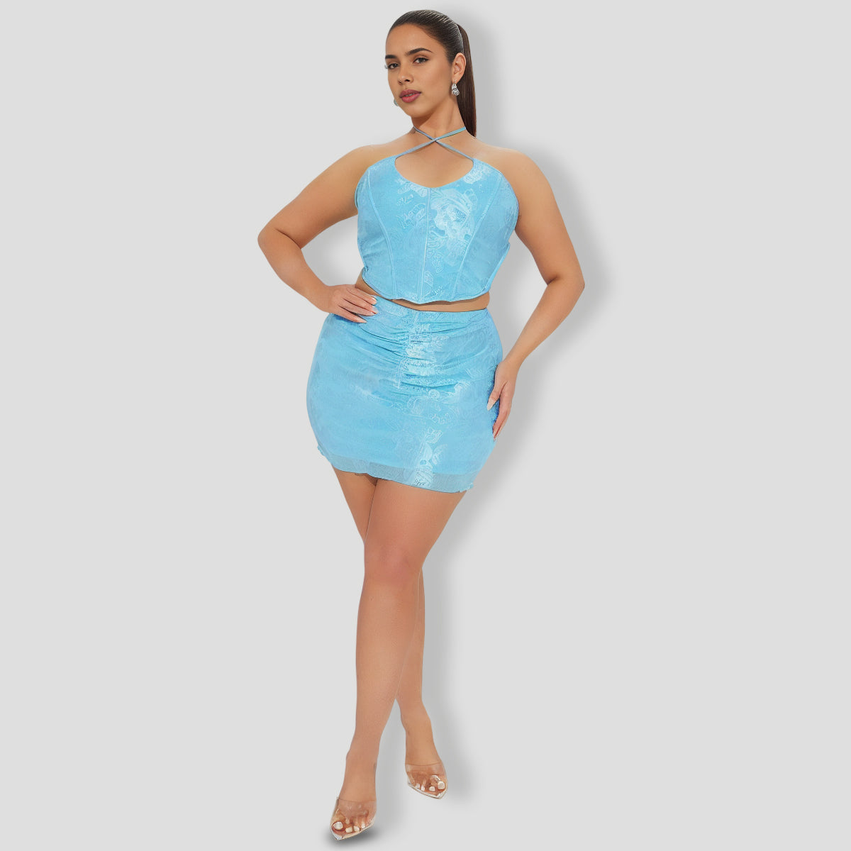 Find Me In Wonderland Skirt Set - Blue