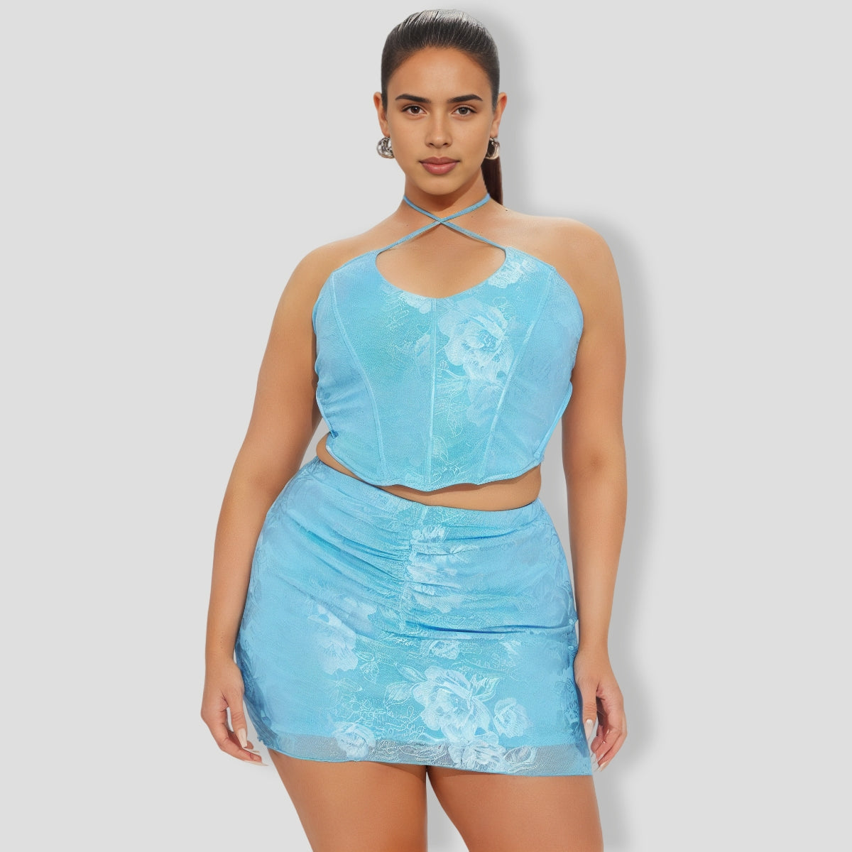 Find Me In Wonderland Skirt Set - Blue