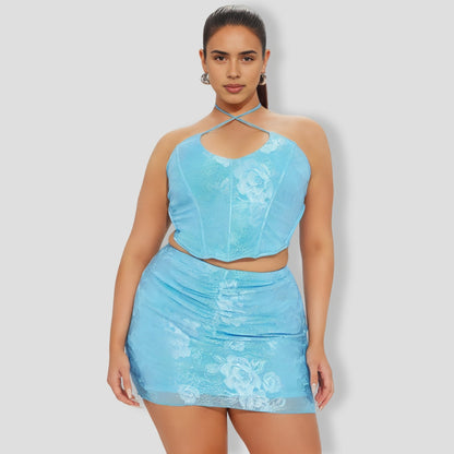 Find Me In Wonderland Skirt Set - Blue