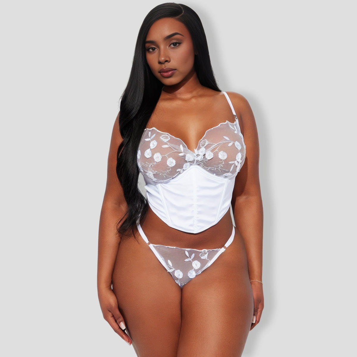 Floral Dreams Embroidered 2 Piece White Set