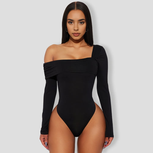 Gia One Shoulder Bodysuit - Black