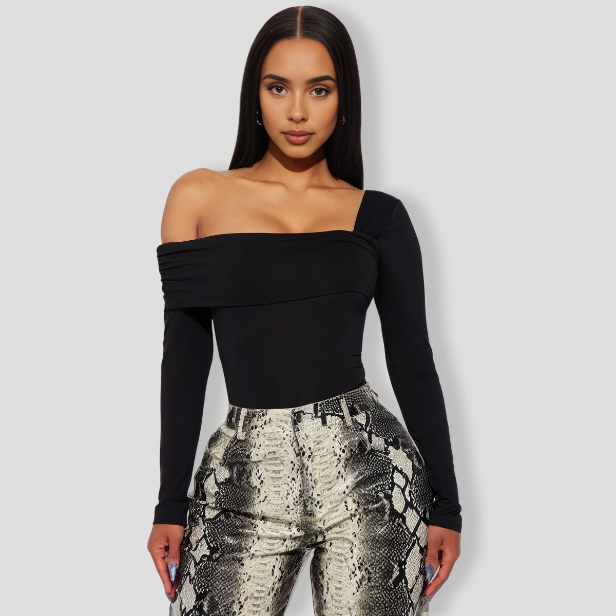 Gia One Shoulder Bodysuit - Black