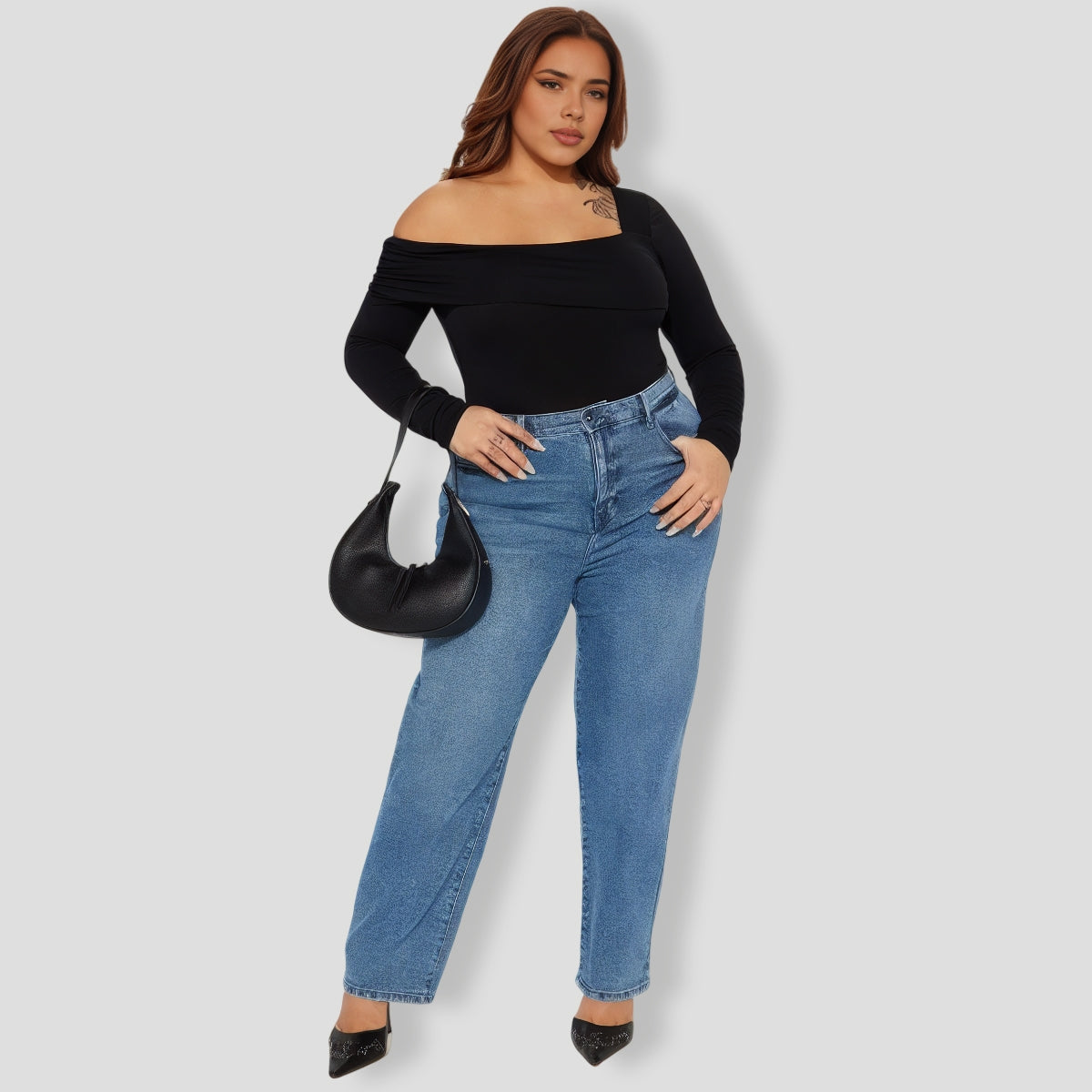 Gia One Shoulder Bodysuit - Black