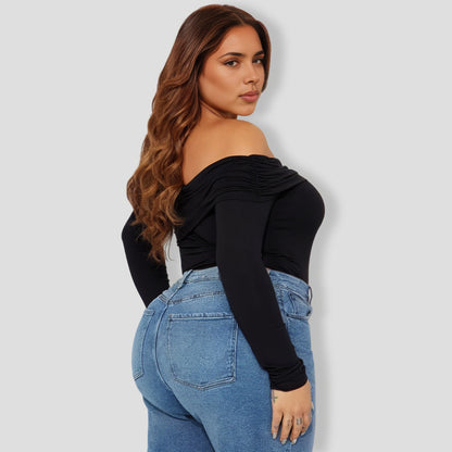 Gia One Shoulder Bodysuit - Black