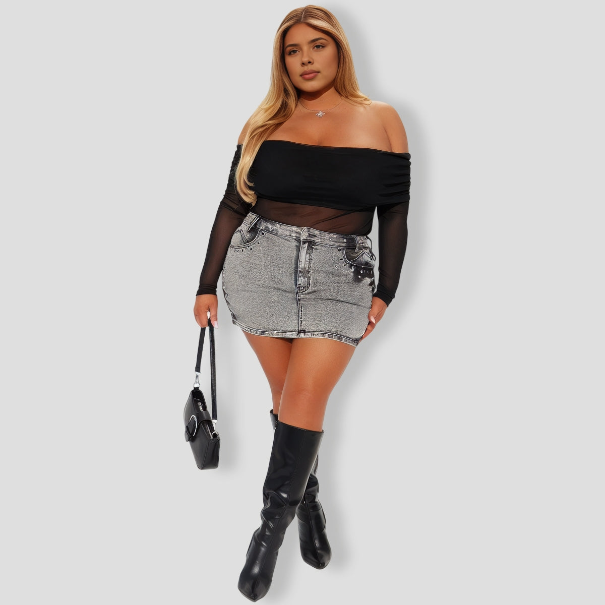 Off Shoulder Mesh Top