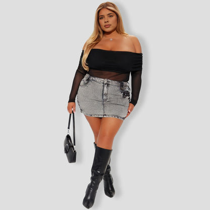 Off Shoulder Mesh Top