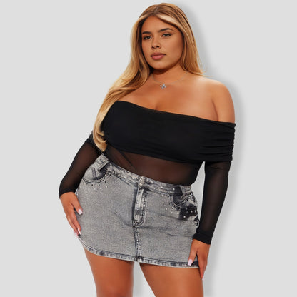 Off Shoulder Mesh Top