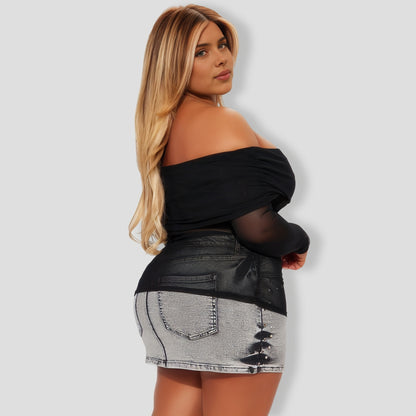 Off Shoulder Mesh Top