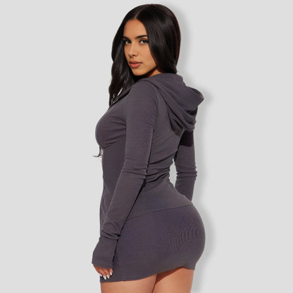 Head Turner Skirt Set - Charcoal