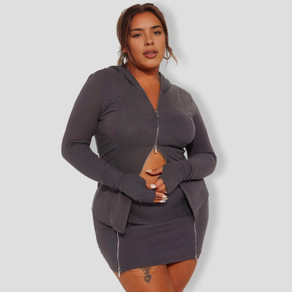 Head Turner Skirt Set - Charcoal