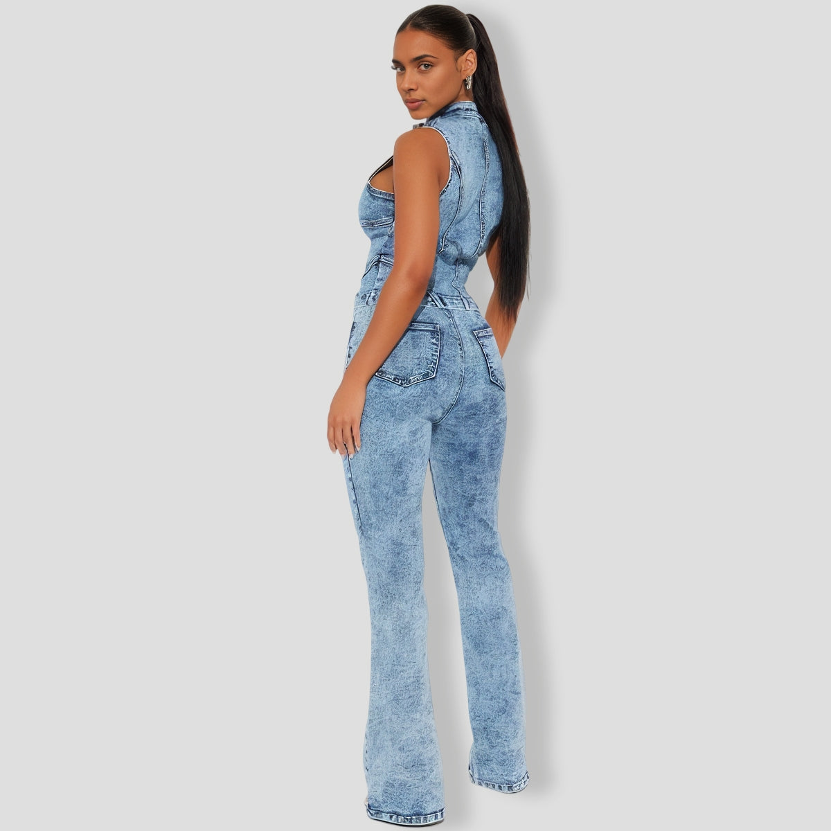 Work On It Washed Denim Pant Set