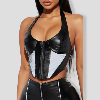 Hide With Me Faux Leather Pant Set