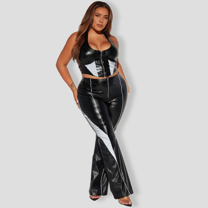 Hide With Me Faux Leather Pant Set