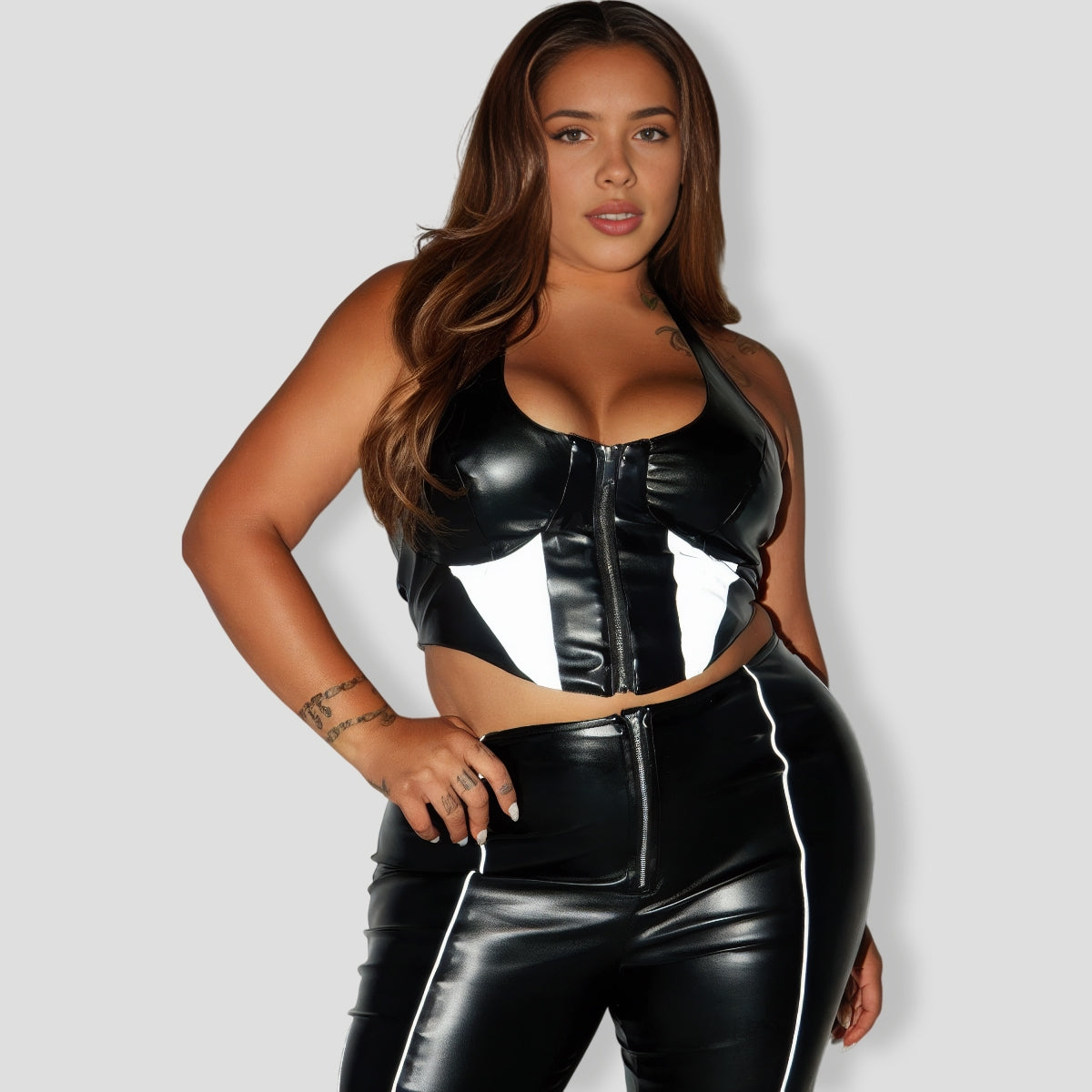 Hide With Me Faux Leather Pant Set