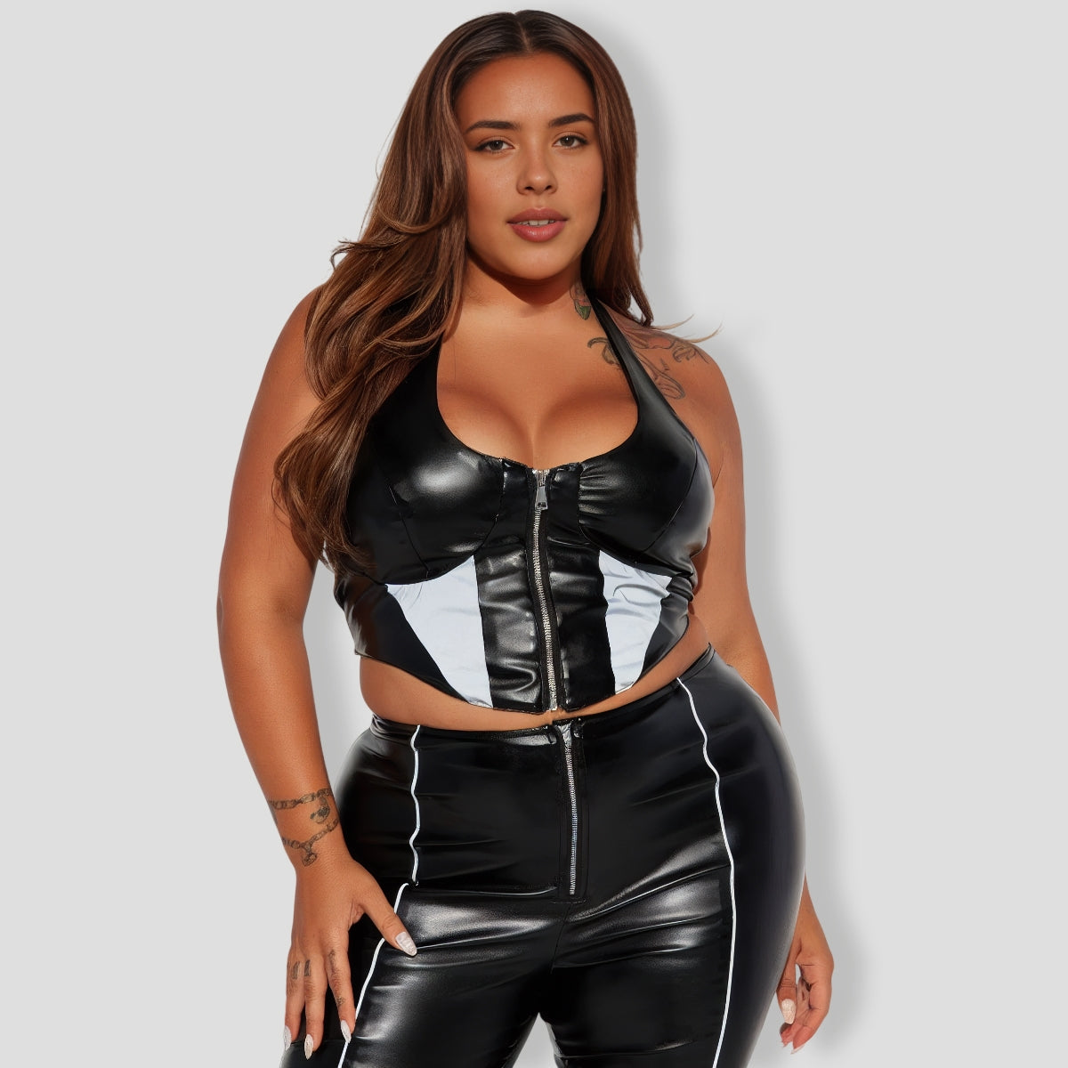 Hide With Me Faux Leather Pant Set