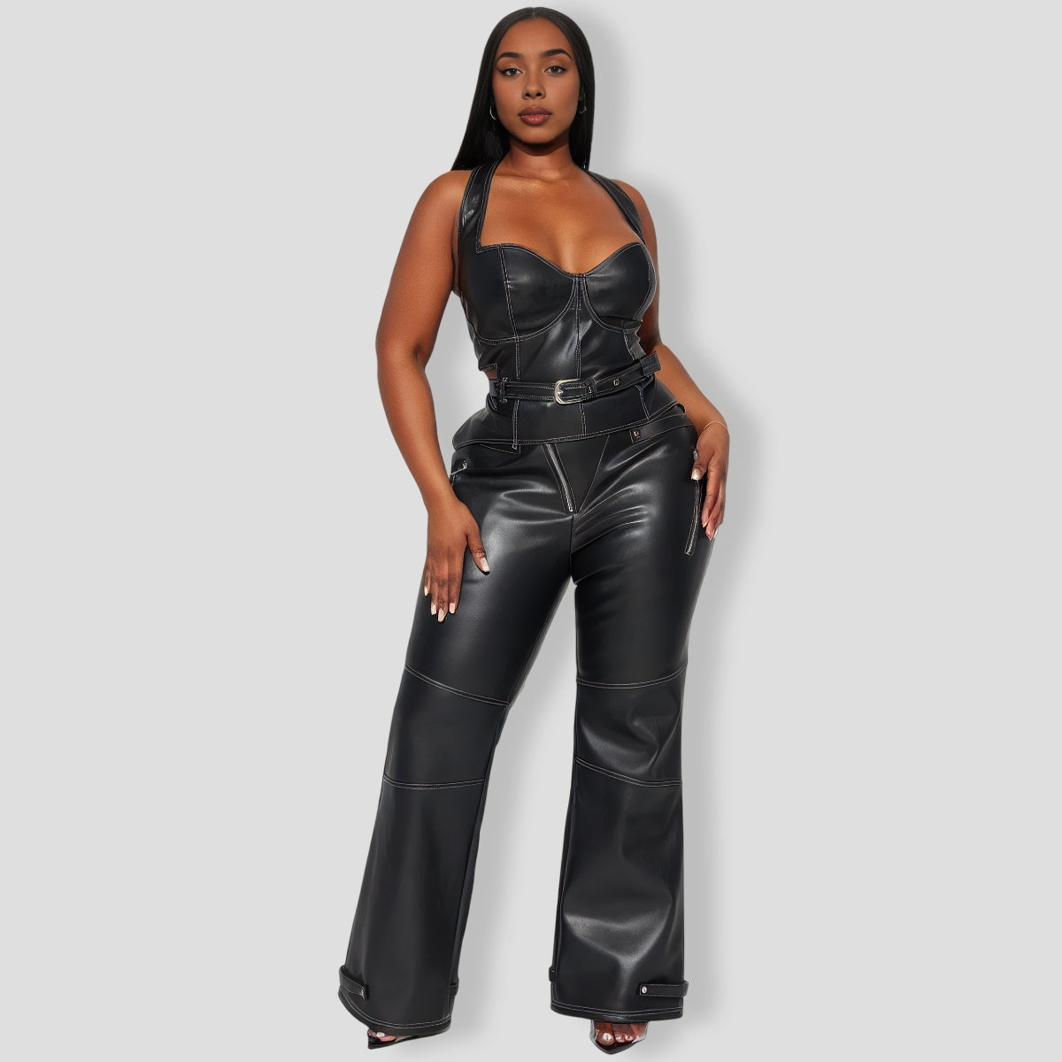 ildest Dreams Faux Leather Pant Set - Black