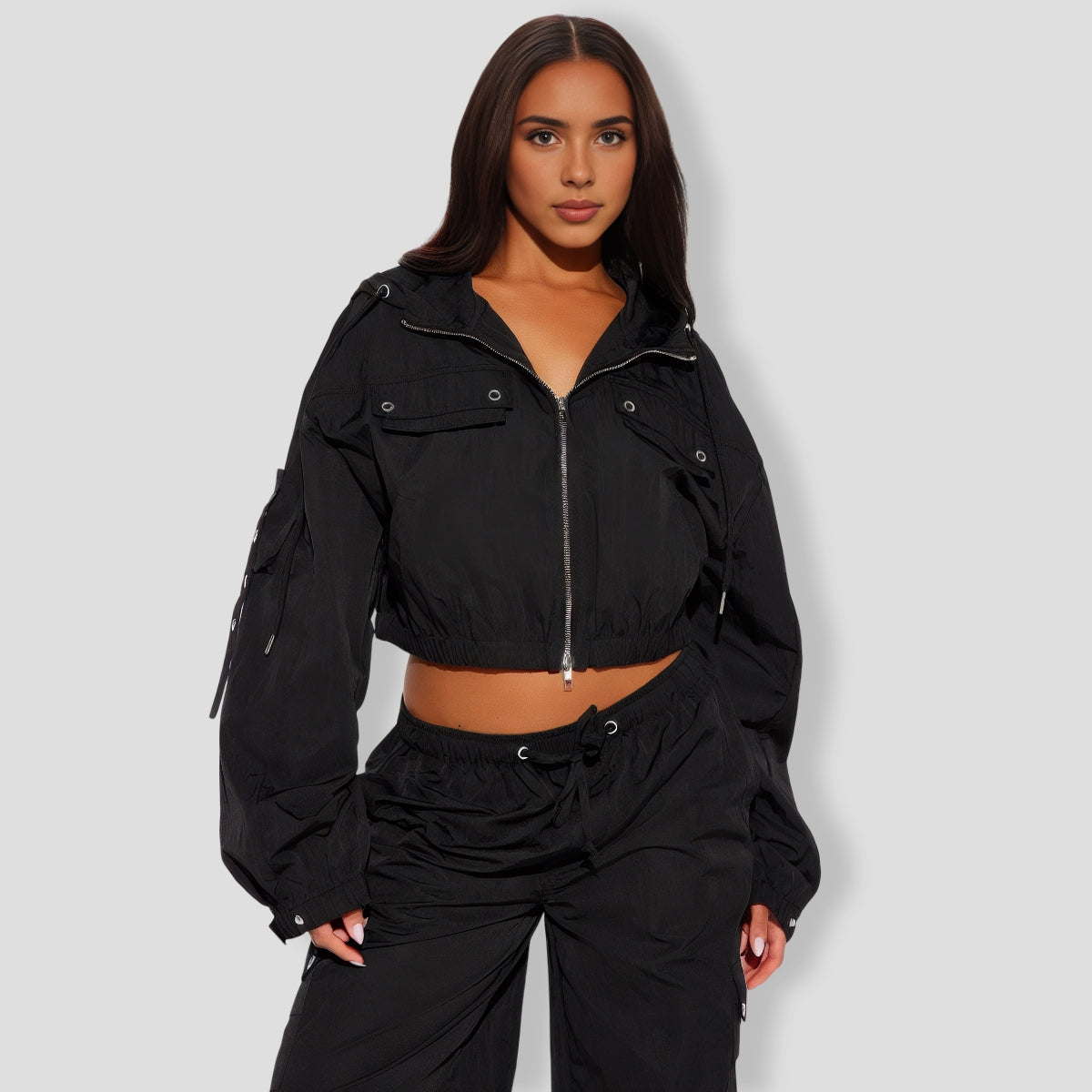 illa Windbreaker Jogger Set - Black
