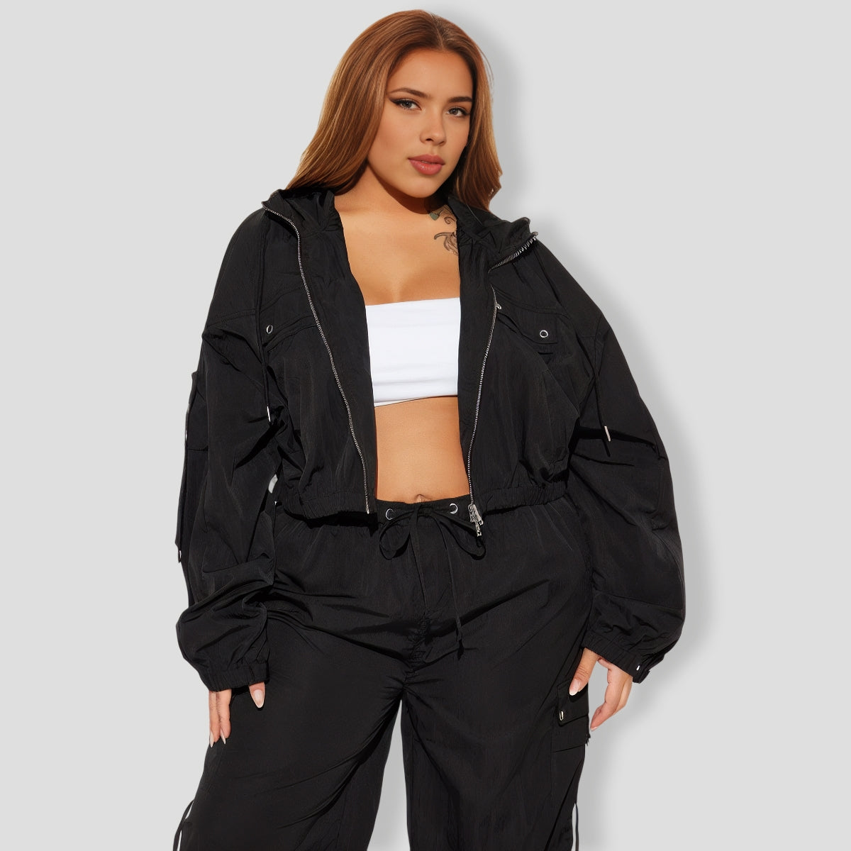 illa Windbreaker Jogger Set - Black