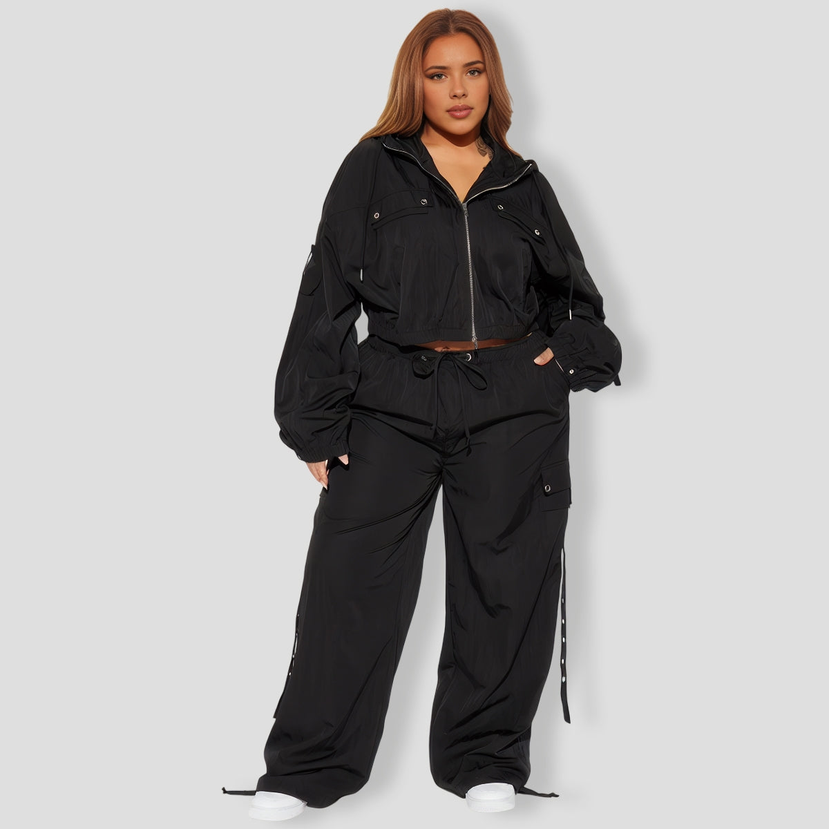 illa Windbreaker Jogger Set - Black