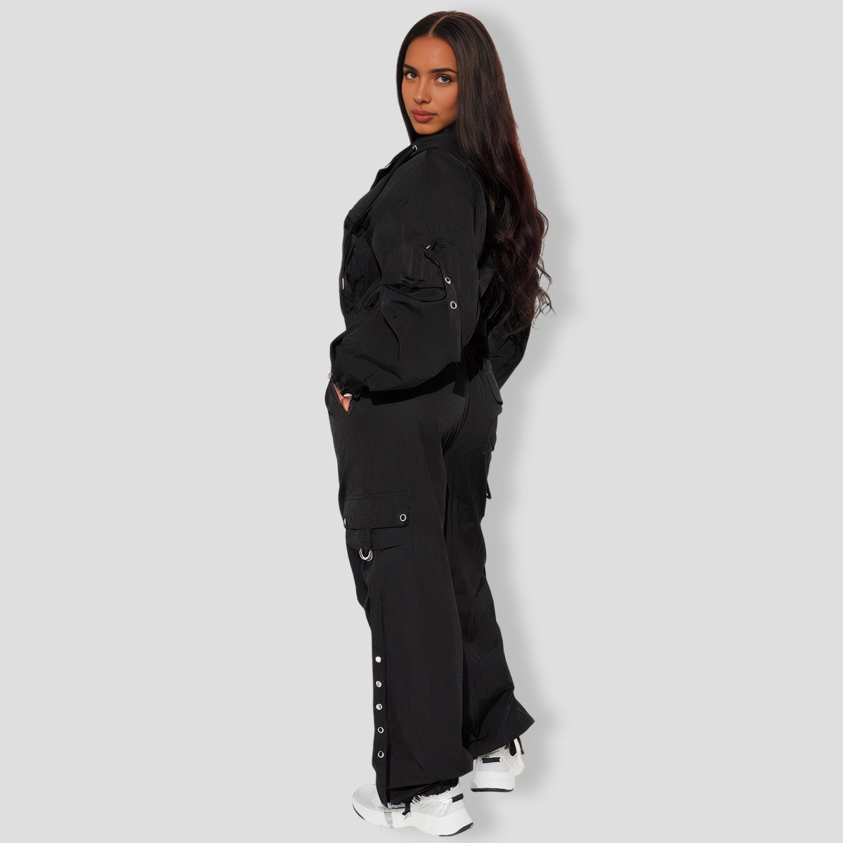 illa Windbreaker Jogger Set - Black