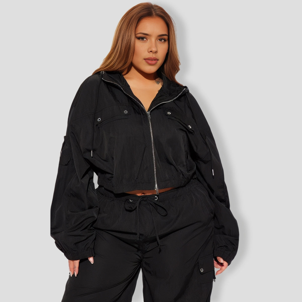 illa Windbreaker Jogger Set - Black