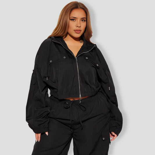 illa Windbreaker Jogger Set - Black