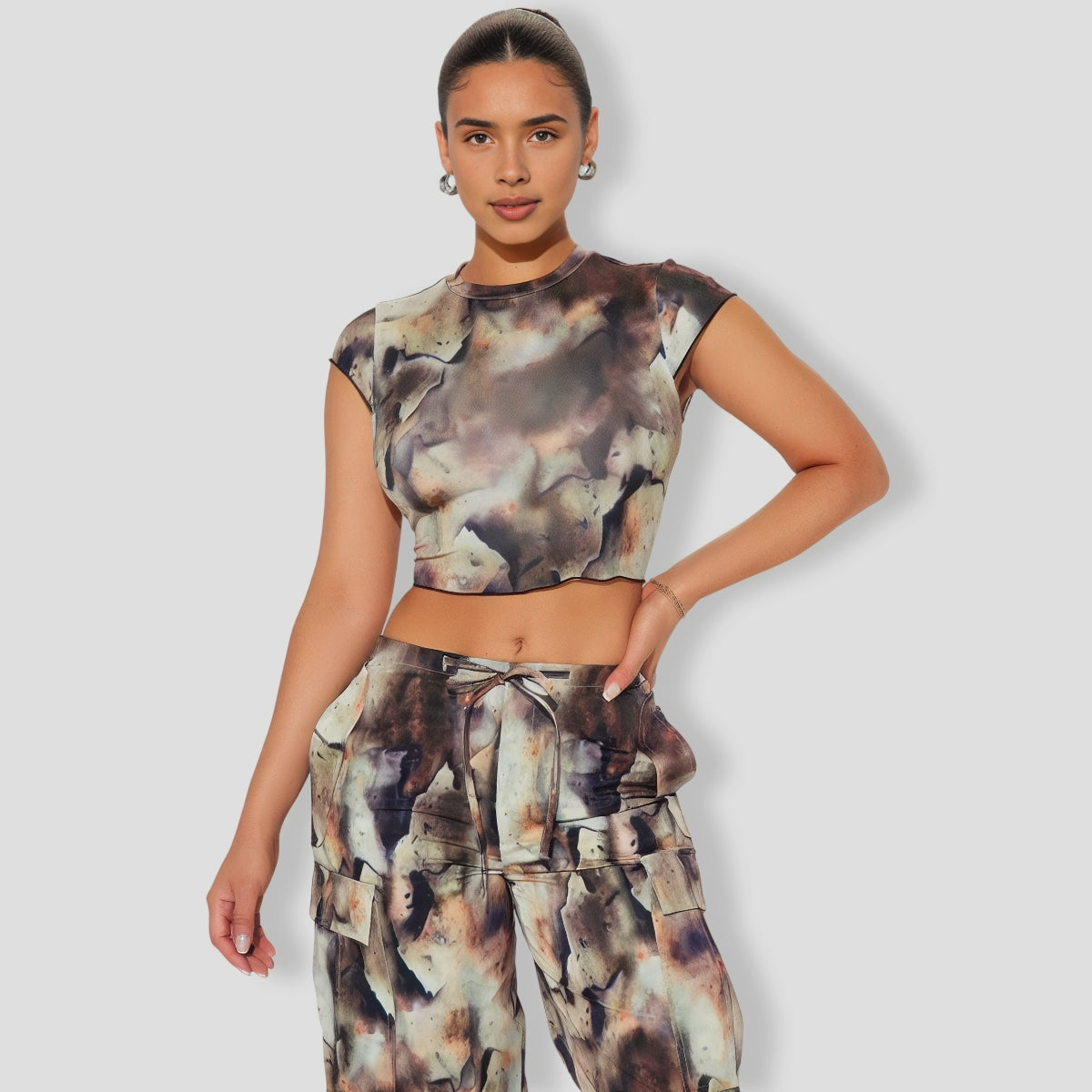 In My Own Thoughts Pant Set - Brown Combo