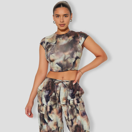 In My Own Thoughts Pant Set - Brown Combo