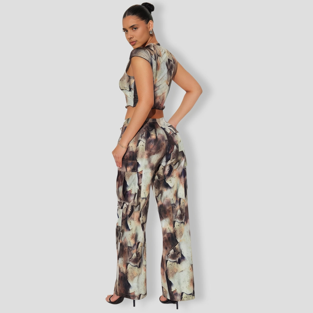 In My Own Thoughts Pant Set - Brown Combo