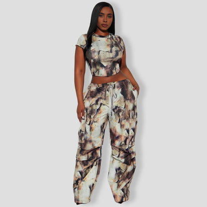 In My Own Thoughts Pant Set - Brown Combo