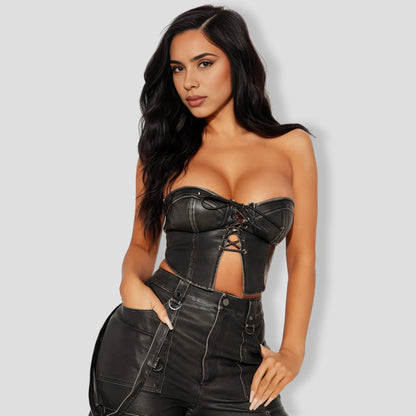 Straight Up Faux Leather Pant Set