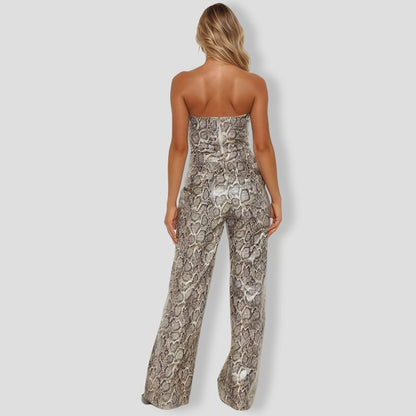 iss Faux Leather Snake Pant Set