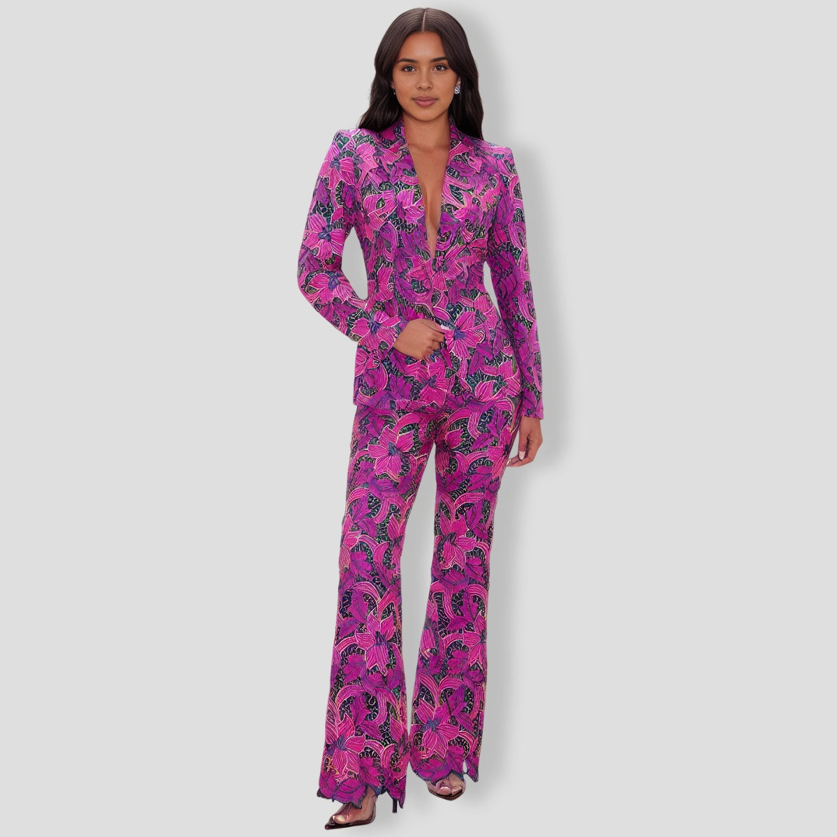 Jackie Embroidered Blazer - Purple combo