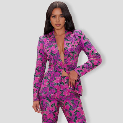 Jackie Embroidered Blazer - Purple combo