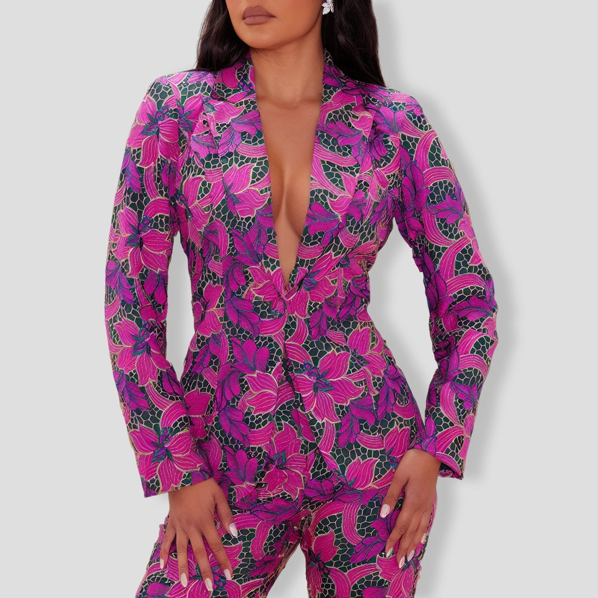 Jackie Embroidered Blazer - Purple combo