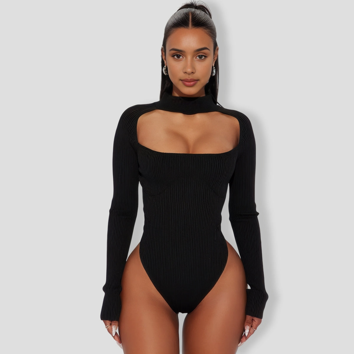 Jodeci Sweater Bodysuit - Black