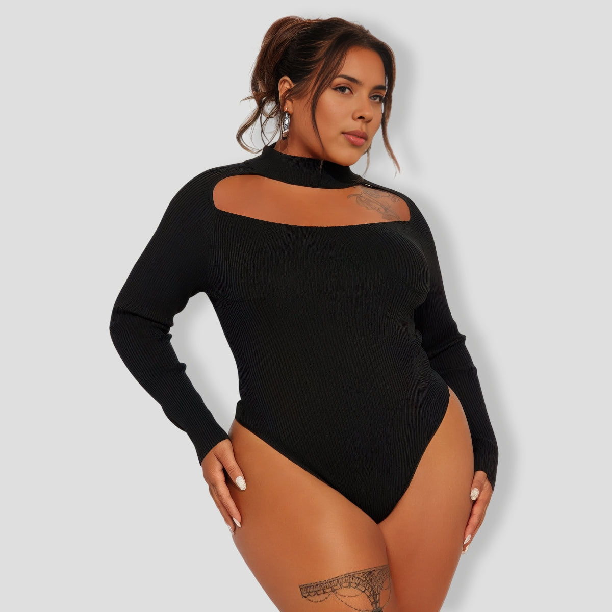 Jodeci Sweater Bodysuit - Black