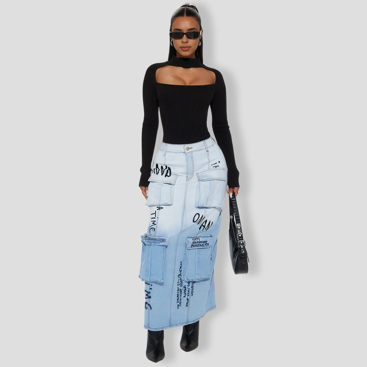 Jodeci Sweater Bodysuit - Black